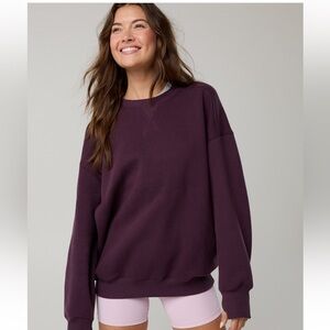 Aerie Offline Oversized Crewneck Sweatshirt - Cool Berry Size Large, NWT